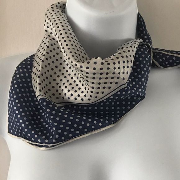 Vintage Polka Dot Silk Bandana Scarf - Picture 5 of 7